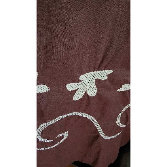 Mon Renn Fresco Embroidered Hemline Sundress Maxi Dress Linen Blend Small - Picture 8 of 11